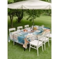 thumbnail image 3 of Vintage Blue Coastal Outdoor Tablecloth - 52x70 Inch Rectangle Dining Table Cover, Summer Beach Starfish Shell Coral Nautical Waterproof Outdoor Table Cloth with Umbrella Hole & Zipper for Patio, 3 of 7