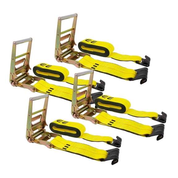 Ratchet Tie-Down Straps with Flat Hooks, 4" x 30' Ratchet Straps Yellow | 16,200 Lbs Breaking Strength | TieDown Ratchet Straps for flatbed, Truck, Trailers Pickup (4 Pack)