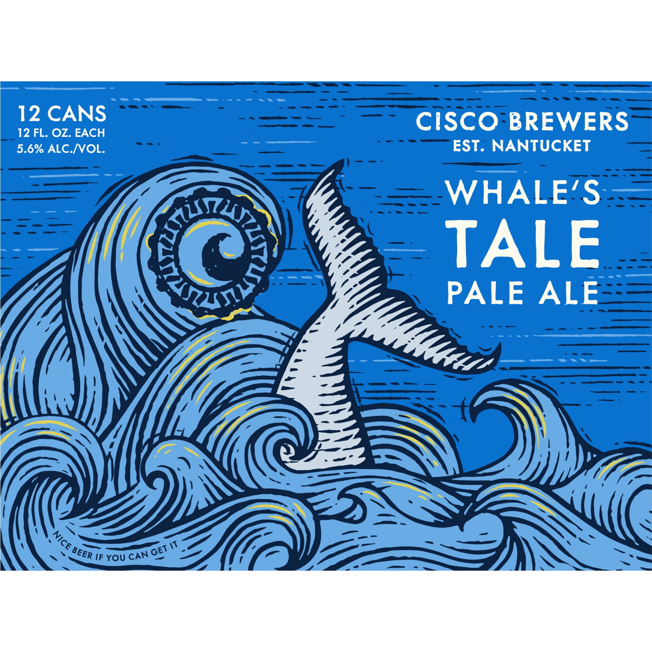 Cisco Brewers Whale's Tale Pale Ale Craft Beer, 12 Pack, 12 fl. oz. Aluminum Cans, 5.6% ABV