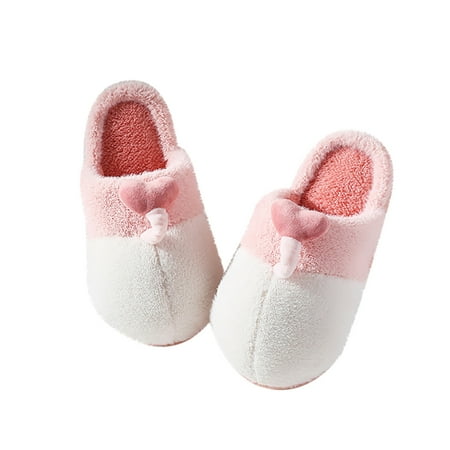 

Sentuca Winter Cotton Slippers Men Women Indoor Heart Warm Plush Shoes Outdoor Couple Cotton Slippers Unisex