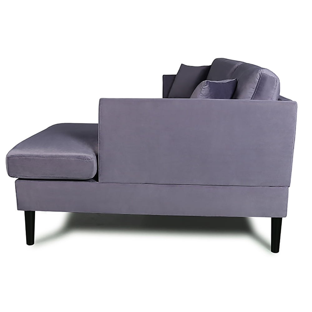 Kepooman Modern L-Shaped Convertible Sectional Sofa Bed for Small Space Living Room, Velvet Facing, Gray Kepooman Modern L-Shaped Convertible Sectional Sofa Bed for Small Space Living Room, Velvet Facing, Gray