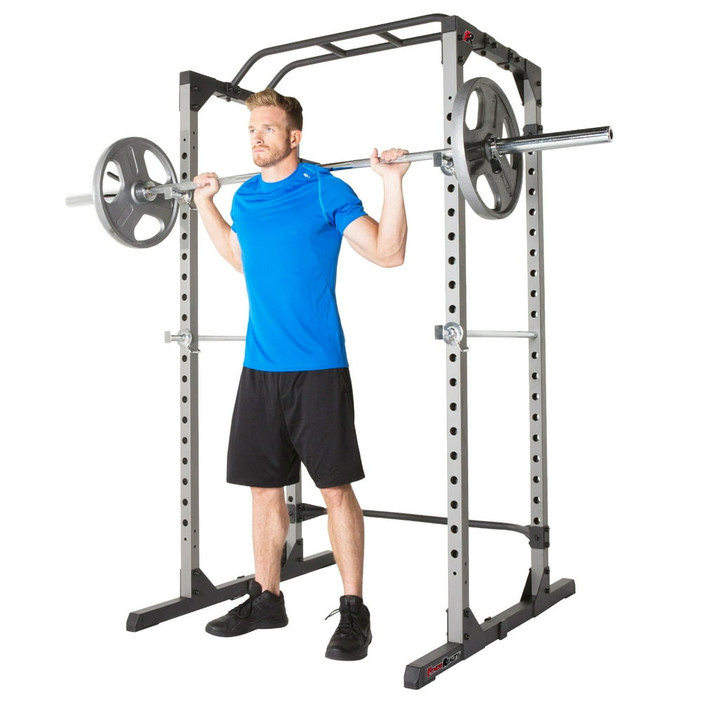 Fitness Reality MultiFunction Adjustable Power Rack Squat Stand with J
