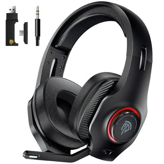 HTQ Wireless Gaming Headset with Microphone, 2.4G USB Wireless  Headset for PS5 PS4 PC Switch Steam, Bluetooth 5.3, 45H Battery Life, RGB Lights