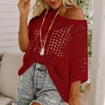 thumbnail image 2 of NMMUED Crochet Coverups for Women Beach Coverup for Women Bathing Suit Coverup Short Sleeve Beach Cover Up Red XL, 2 of 9