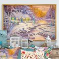 thumbnail image 1 of Designart Cottage On River In Forest During Christmas Traditional Floating Frame Wall Art, 1 of 4