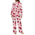 thumbnail image 4 of FOR U DESIGNS Pink Strawberry Pajama Sets for Women 2 Piece Button Down V-neck Tops Size 4XL Sleepwear Long Sleeve Pants with Pockets for Womens Nightwear Button Front, 4 of 7