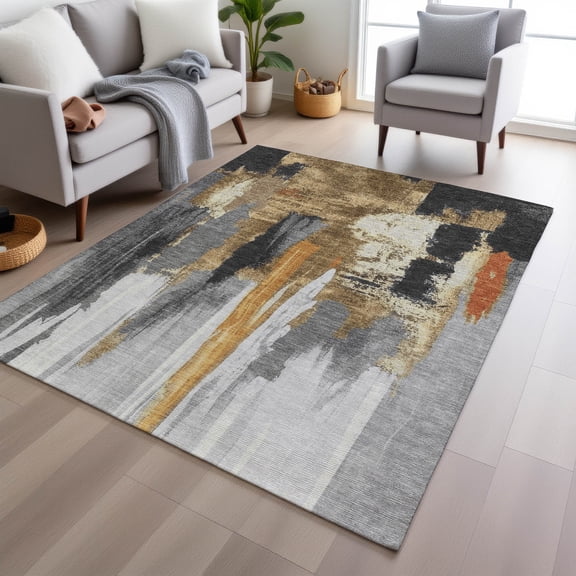 Addison Rugs Chantille Indoor/Outdoor Transitional Abstract Black Machine Washable Rectangle Rug, 10' x 14'