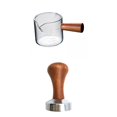 thumbnail image 1 of Taza Medidora Transparente De Doble Pico Y Compactador De Café Con Mango De Madera, 2 Uds., 1 of 9