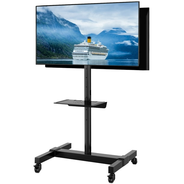 Modern Black Dual Mobile TV Stand Wheels for 32 to 55 inch Flat TVs ...