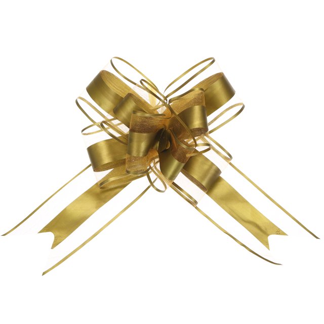 Unique Bargains 10pcs 11 Inch Extra Large Pull Bow Gift Wrapping Big Organza Bows Ribbon Gold for Wedding Baskets Presents