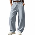 thumbnail image 7 of TEAJOPSUU Womens Baggy Wide Leg Pants High Waist Trousers with Pockets Button Fly Casual Loose Streetwear Pants Gray, 7 of 7