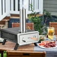 thumbnail image 3 of Costway Outdoor Pizza Oven Wood Pellet Pizza Stove with 12" Round Rotatable Pizza Stone, 3 of 10