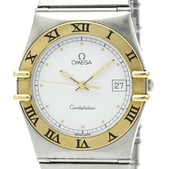 Pre-Owned OMEGA Constellation 18K Gold Steel Quartz Mens Watch 396.1070 Polished