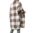 thumbnail image 5 of Aellinatey Womens Long Fleece Plaid Jacket Cozy Lapel Button Down Sherpa Shacket Fall Winter Plaid Coats, 5 of 7