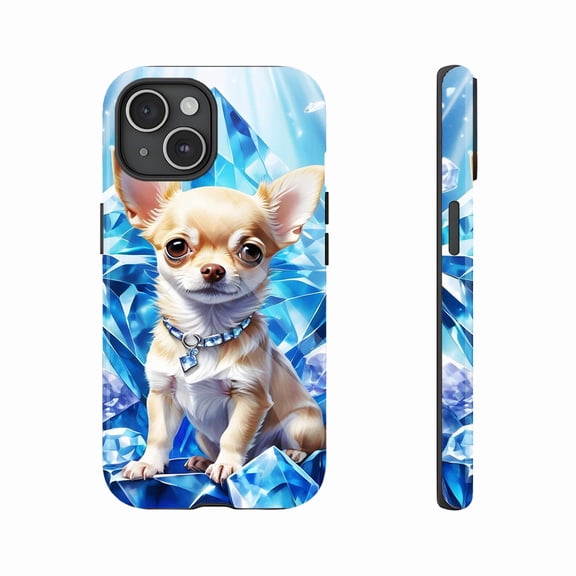 Luxury Diamond Chihuahua iPhone Case for Dog Lovers, Compatible with iPhone 11/12/13/14/15/16 (Pro Max/Plus) - Shimmering Bling Art Design for Women Men Gifts