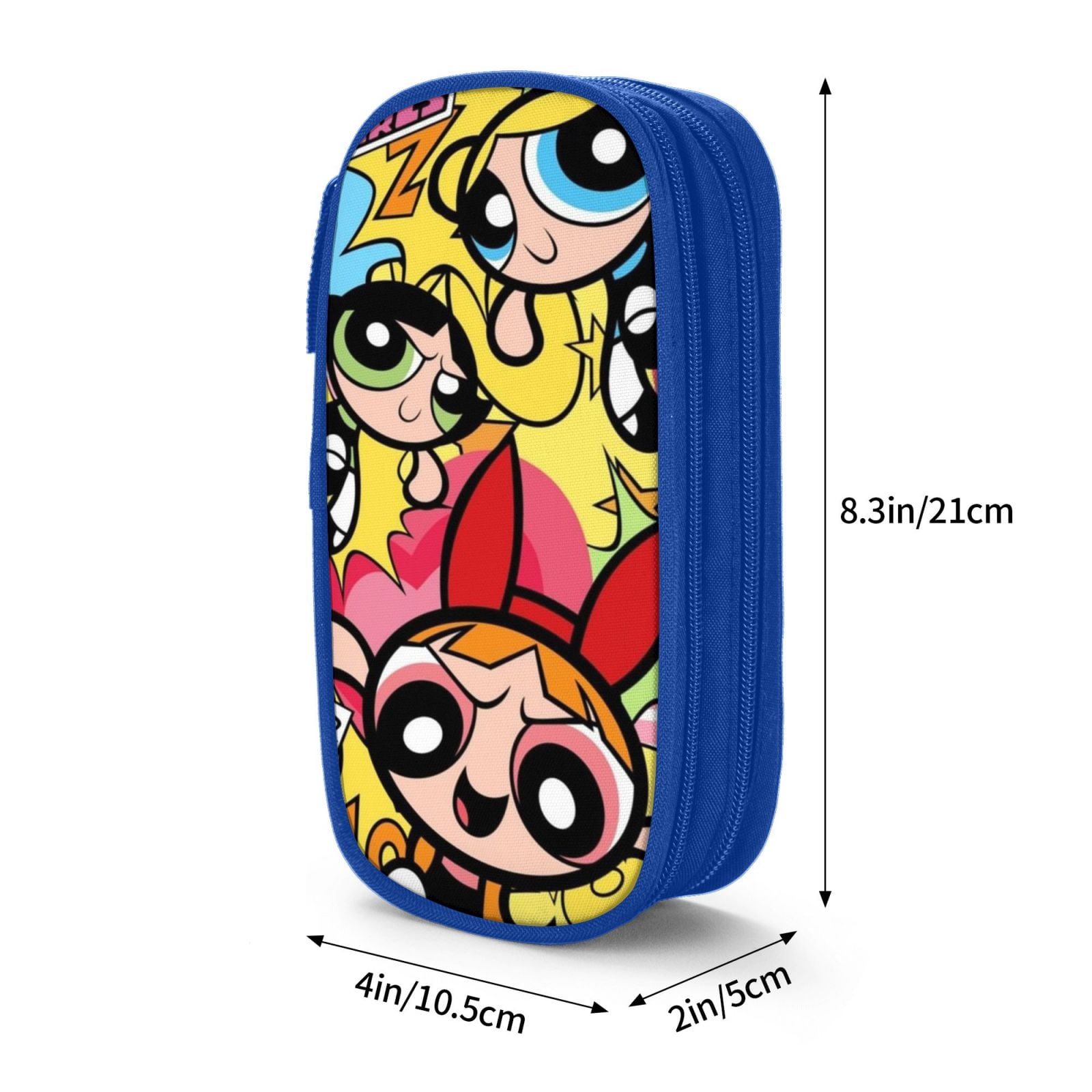 The Powerpuff Gi-rls Pencil Case Large Capacity Pencil Pouch Penbag Office Stationery Organizer Travel Makeup Bag Blue