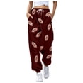 thumbnail image 1 of Summer Pants for Women Boho Pants Cargo Rugby Print Loose Drawstring Cuffed Strap High Waisted Casual Summer Pants Trousers with Side Pockets, 1 of 4