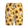 thumbnail image 7 of JUNZAN Brown Leaf Pattern Sunflower Pattern Sleep Pajama Shorts for Men,Men's Pajama Bottoms,Sleepwear,Pj Shorts, 7 of 7