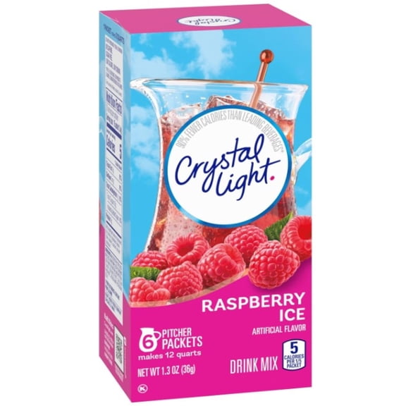 Crystal Light Raspberry Ice Artificially Flavored Powdered Drink Mix, 6 ct Pitcher Packets