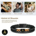 thumbnail image 7 of Leander Gifts for Men - Mens Bracelet, Beaded Leather Initial Bracelet 6mm Matte Agate Stone Handmade Bracelets Adjustable Stainless Steel Magnetic Clasp Mens Jewelry Gifts, 7 of 7