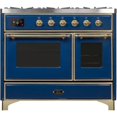 thumbnail image 2 of Ilve UMD10FDNS3MBG Majestic II Series 40 Inch Dual Fuel Convection Freestanding Range, 5 Sealed Brass Burners, 3.88 cu.ft. Total Oven Capacity in Midnight Blue, Gold Trim (Natural Gas), 2 of 3