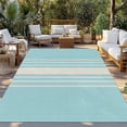 thumbnail image 2 of Aqua Beige Striped Outdoor Rug 5x8 Ft - Reversible Patio Rug Outdoor Camping Rugs, Modern Farmhouse Retro Lines Washable Indoor Outdoor Area Rugs, Non-Slip Outdoor Carpet Runner for Deck/Porch, 2 of 8