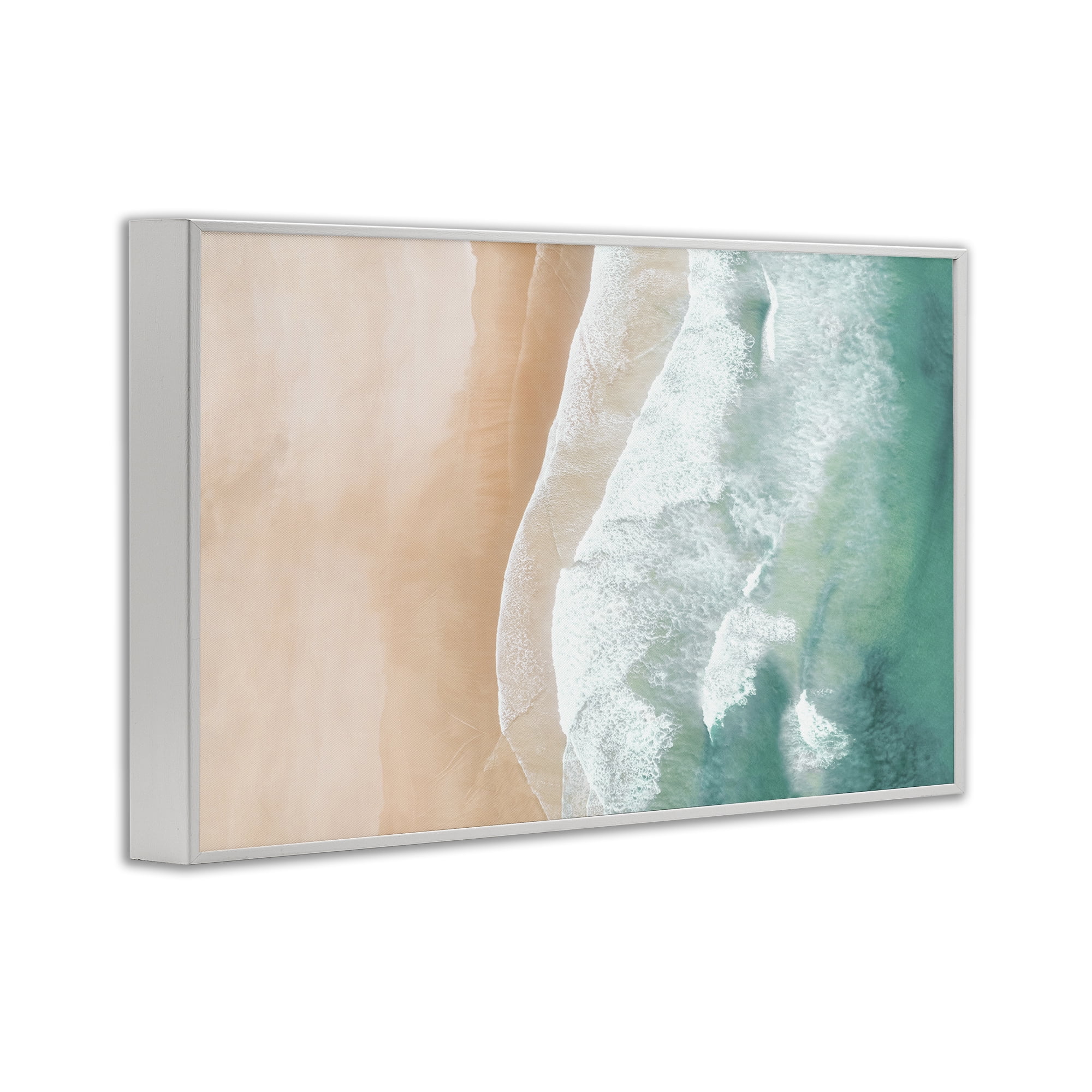 Stupell Industries Aerial Sea Waves Coastal Painting White Framed Art Print Wall Art, 30 x 20