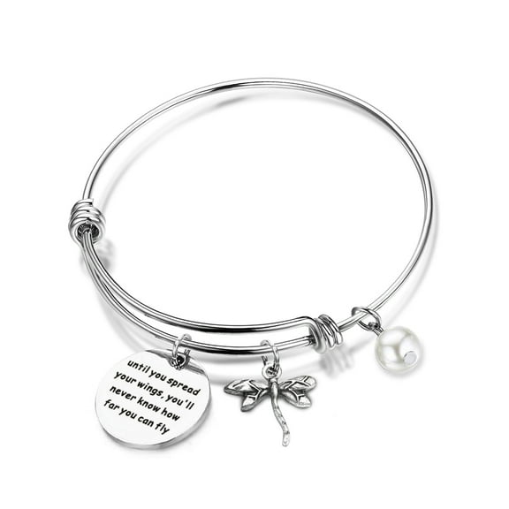 Inspirational Jewelry Until You Spread Your Wings You'll Never Know How Far You Can Fly Dragonfly Charm Bracelet Encouragement Gifts For Her