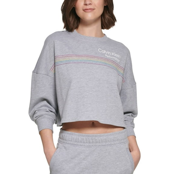 Calvin Klein Women's Pride Embroidered Logo Cropped Sweatshirt Size M 50