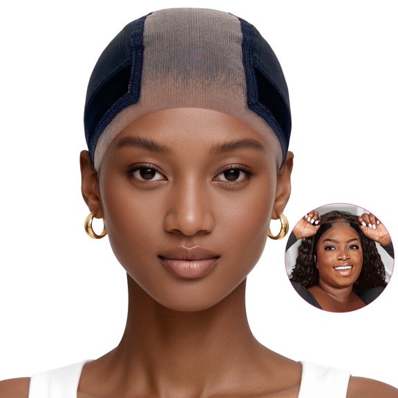 Labhairs No Glue Reusable Breathable Fit Transparent Lace Wig Grip Cap for Frontal Closure for women, Black, 1 Count