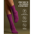 thumbnail image 4 of Hugh Ugoli Women's Lightweight Soft Thin Bamboo Crew Dress Socks Business Casual, 3 Pairs, Fuchsia/White/Pink, Shoe Size: 9-12, 4 of 7