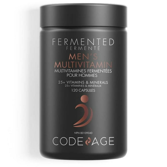 Men's Fermented Multivitamin, 25+ Vitamins & Minerals Supplement, Organic Whole Food Vitamins Capsules, Probiotics, 120 ct