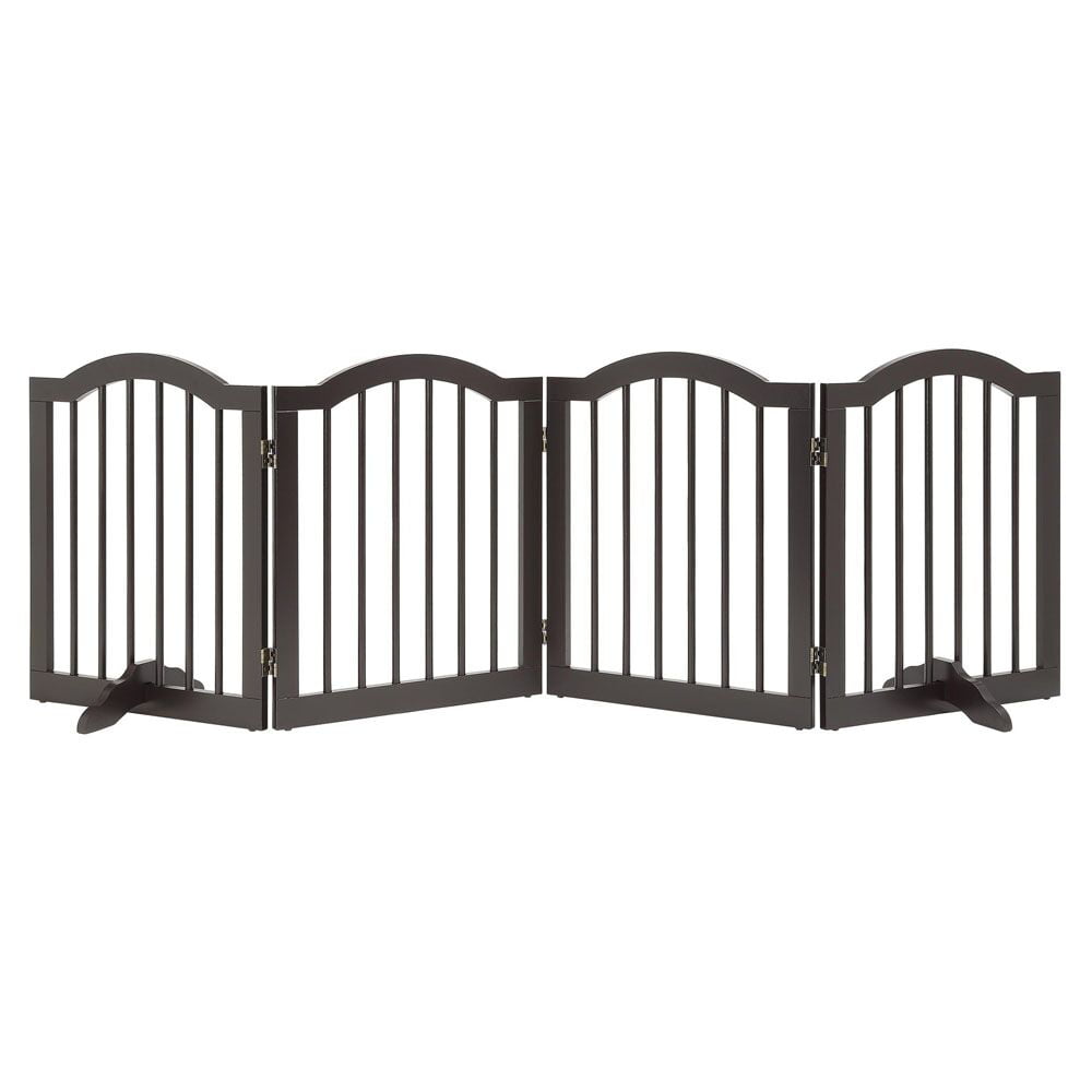 LZRS Oak Wood Foldable Pet Gate,Wooden Dog Gate,Cat Gate,Pet Gate with Pet Collar for House Doorway Stairs,Freestanding Indoor Outdoor Gate Safety Fence