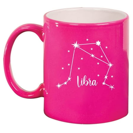 

Star Zodiac Horoscope Constellation Ceramic Coffee Mug Tea Cup Gift (11oz Hot Pink) (Libra)