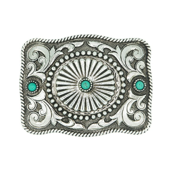 Andwest Unisex Etched Concho And Turquoise Belt Buckle No Color One Size