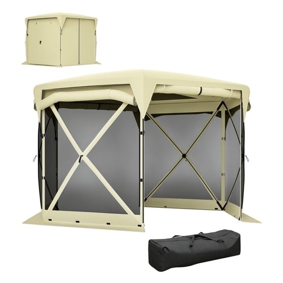 11x11 Pop Up Gazebo Screen Tent, Removable Roof, Roll-up Panels, Camping Tent