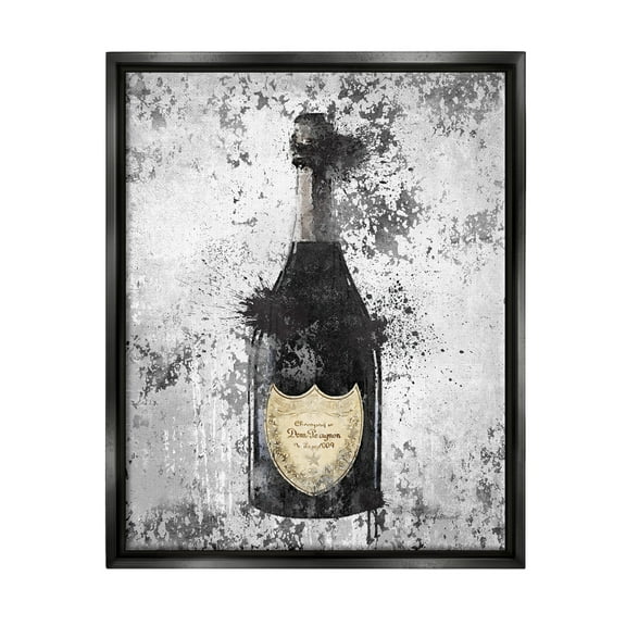 Stupell Industries Champagne Grey Gold Ink Illustration Jet Black Framed Floating Canvas Wall Art, 16x20, by Amanda Greenwood