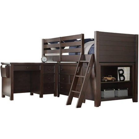 Acme Lacey Twin Loft Bed with Desk, Chest, and Bookcase