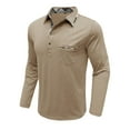 thumbnail image 3 of Lumeqa Long Sleeve Shirts for Men's Long Sleeve Polo Shirts Casual Button Classic Work Shirt Cotton Collared Basic Golf Shirt with Pocket Beige M, 3 of 5