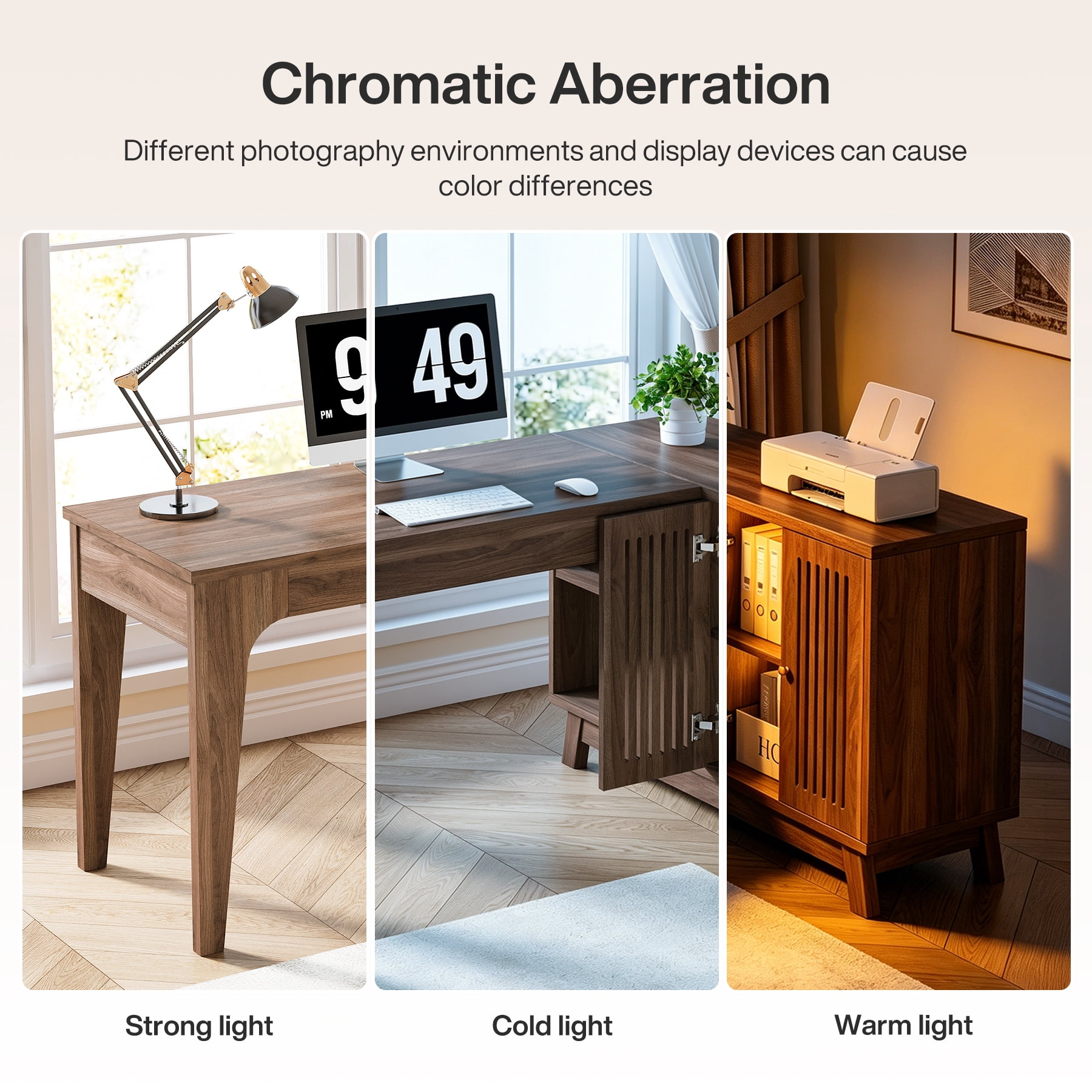 Tribesigns 57-Inch Wood L-Shaped Corner Computer Desk for Home Office, Walnut