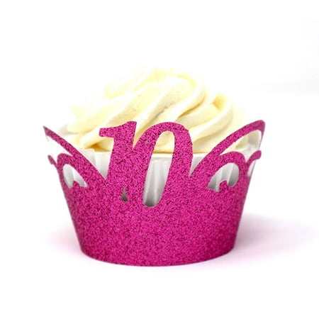 All About Details 10 Cupcake Wrappers,12pcs (Glitter Pink)