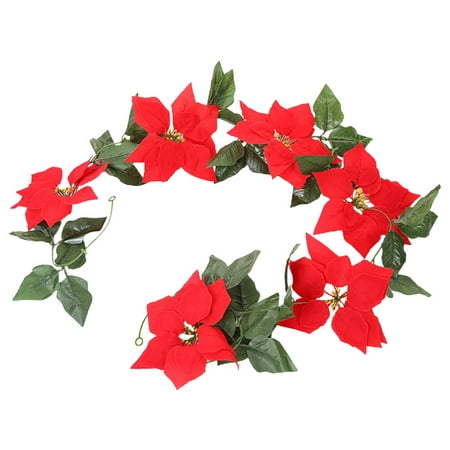 

2M Christmas Artificial Rattan Decoration Red Flower Rattan Festival Ornament