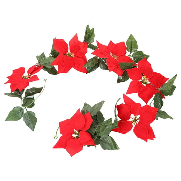 2M Navidad Artificial Rattan Decoración Flor Roja Rattan Festival Ornamento