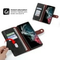 thumbnail image 3 of SaniMore for Samsung Galaxy S22 Ultra 6.8" 2022 Wallet Case, [Removeable Wrist Strap][Zipper Cash Pocket + Card Slots] Flip Kickstand Full Protective Magnetic Closure Retro Cover, Red+Black, 3 of 11