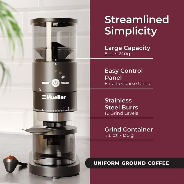  Mueller Ultra-Grind Conical Burr Grinder Professional Series,  Innovative Detachable PowderBlock Grinding Chamber for Easy Cleaning and  40mm Hardened Gears for Long Life : Home & Kitchen