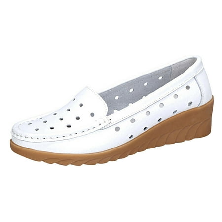 

GNEIKDEING Womens Comfort Walking Flat Loafer Slip On Loafer Comfortable Flat Shoes Outdoor Driving Shoes Women s casual shoes White 41 Gift on Clearance
