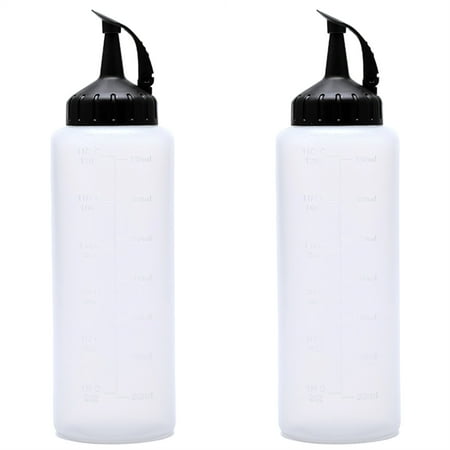 

PWFE Condiment Squeeze Bottles 2-Pack 11.8oz 5.9oz PE Squeeze Bottles with Twist On Cap Lids for Sauces Paint Oil Salad Dressings Arts and Crafts(Black-L)