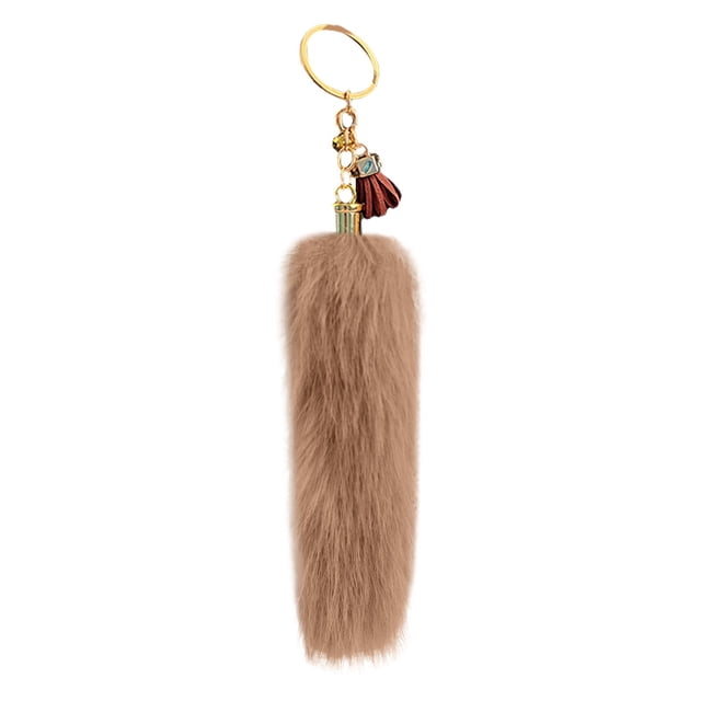 Adorable Animal Furry Tail Keychain Hanger Plushy Tail Unique Key Accessory For Bags Purses Keys