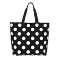 thumbnail image 2 of Bingfone Canvas Tote Bag For Women With Inner Pocket Aesthetic Cute Shopping Tote Bags Reusable Grocery Bags-Black And White Polka Dot, 2 of 9