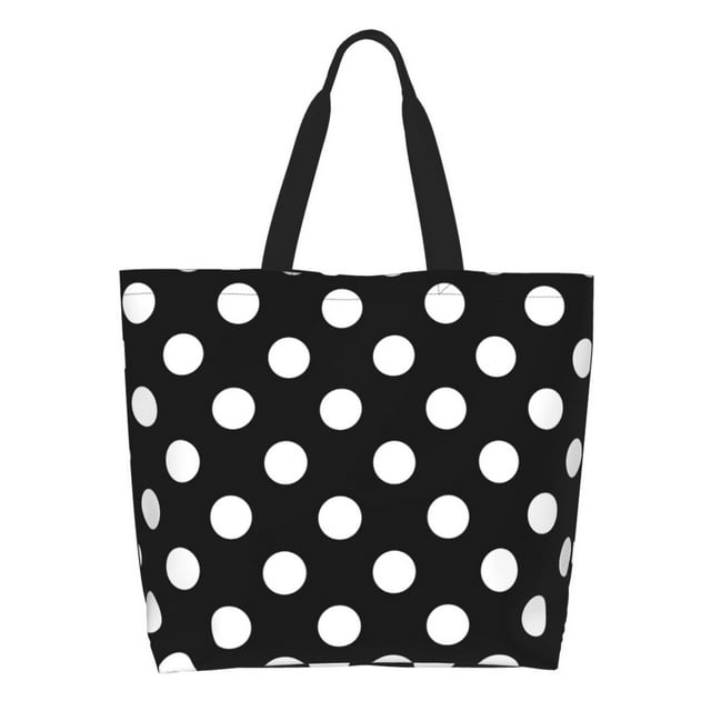 Disketp Black and White Polka Dot Bolsa Tote Estampada para Mujer, Bolso de Hombro y de Mano para Compras y Viajes